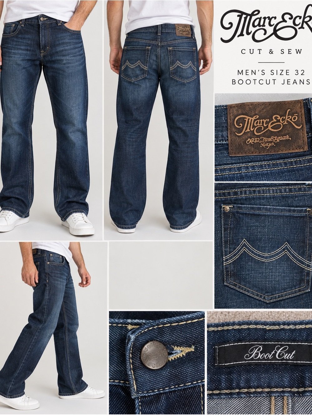 Marc Ecko Cut & Sew Men’s 32 Dark Wash Bootcut Jeans
